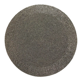 Metallic grey handmade bead embroidered placemat