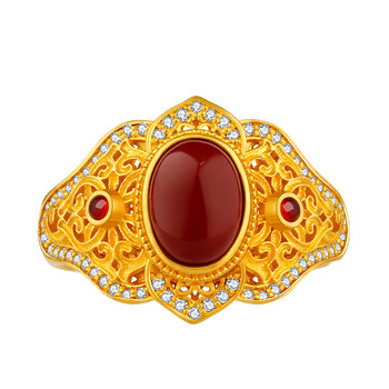 Gongdu imperial city-hemerocallis pure gold ring inlay technology