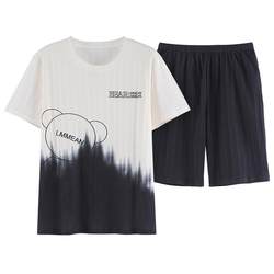 Pajamas Summer Men's Cotton Short -sleeved Shorts Homes Service Thin Casual Casual Piece Piece increases the two -piece set summer