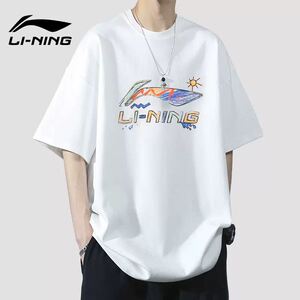 李宁短袖T恤男夏季新款青少年宽松透气潮流印花运动休闲半袖上衣