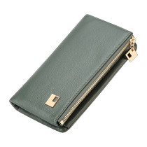 Pure Cow Leather Triple Fold Long Wallet Woman Light 2023 New Genuine Leather Soft Leather Large Capacity Multi-Blocking Zero Money Card Bag