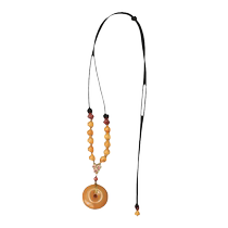 Potala Palace Beeswax Peace Buckle Pendant Necklace Womens Tibetan Ethnic Style Clavicle Chain Necklace