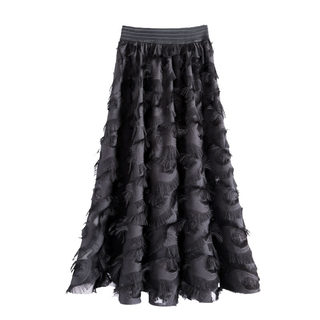 Fashionable long skirt with eyelash fringe skirt