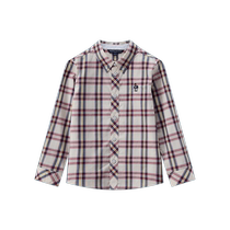 TeenieWeenie Kids 24 fall new boys plaid embroidered college style lapel shirt