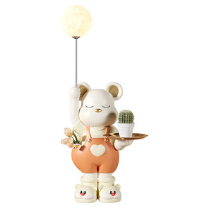 Light luxury large violent bear lifts the moon lamp living room floor-to-ceiling decoration high-end home side a few sofas side tray decoration