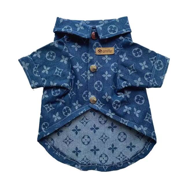 Denim shirt for large and small dogs and cats, autumn and winter windproof trendy brand