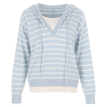 Wanatry 100% wool fake two-piece v-neck sweater