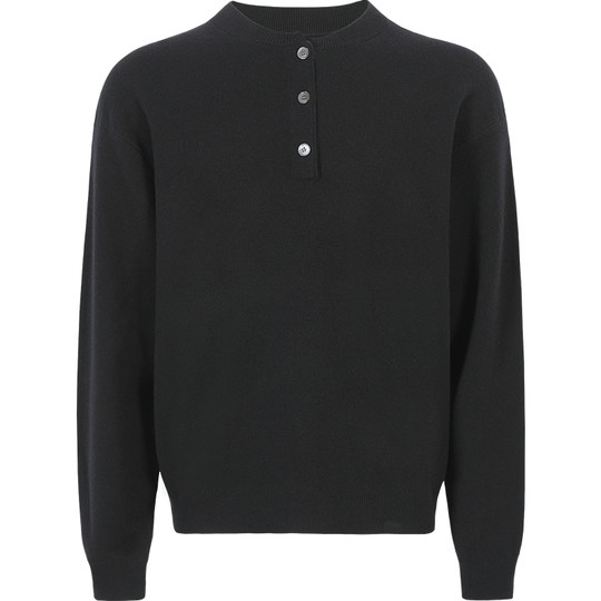 LEZORA 超细美丽奴cashmere山羊绒 秋冬宽松亨利领保暖针织衫男