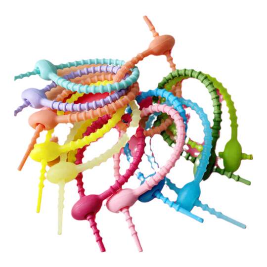 硅胶扎带diy彩色收纳数据线可重复使用理线带绑带钥匙扣挂件固定