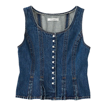MOUSSY 2024 autumn new retro Hong Kong style casual waist pleated denim vest 010HAH11-5041