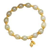 China Gold Treasure silver pure silver and field jade bracelet female handmade female bracelet girl with light extravagant and exquisite 1693