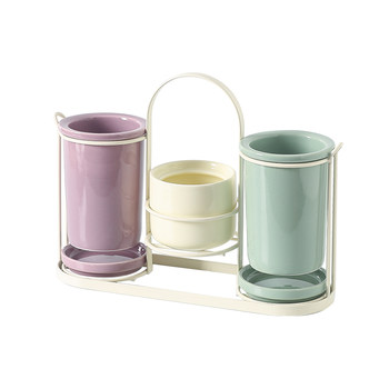 Nordic ceramic chopstick tube chopstick basket household kitchen tableware knife fork spoon chopstick storage jar chopstick cage rack porous drain