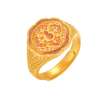 Ming brand jewelry ancient gold four-in-one fortune ring ruyi gourd ring solid gold ring afm0319