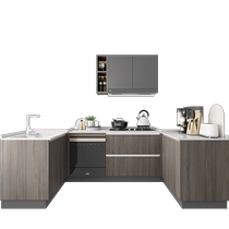 Oppein integrated cabinet custom home kitchen kitchen cabinet decoration quartz stone countertop economical stove cabinet Mandarin