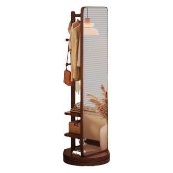 Coat rack integrated full-length mirror