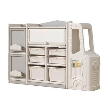Children's toy storage rack is floor-mounted and multi-layered