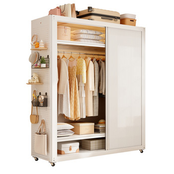 Modern simple economical sliding door metal wardrobe