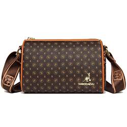 Brand Genuine Leather Printed Shoulder Bag 2026 New Trendy Fashion Top Layer Cowhide Casual Crossbody Pillow Bucket Women's Bag