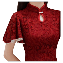 Cheongsam toast dress bride summer burgundy wedding engagement home dress dress high-end can be worn at ordinary times