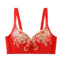 Cat Mans Year of the Dragon Underwear Set for Women with Small Breasts Gathered for the Year of the Dragon Wedding Bridal Lace Big Red Bra Gift Box