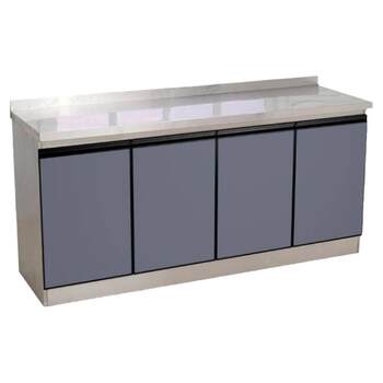 Simple integrated stainless steel kitchen cabinets and stove