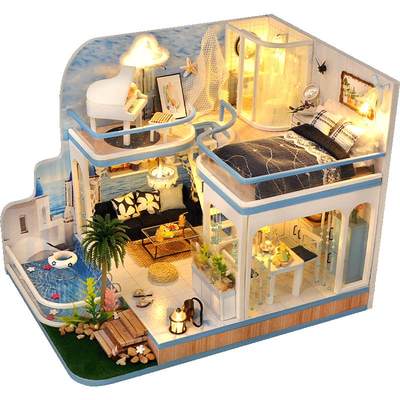 Ingenious craftsman diy handmade cottage attic miniature architectural model assembled small house toy birthday gift girl