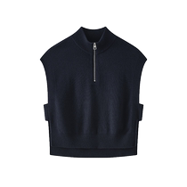 (Self-operated) Marc OPolo (new autumn style) sheep wool zipper stand collar pullover sleeveless sweater