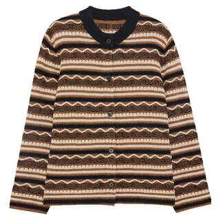 MOORING泊 绵羊毛复古松弛感波浪纹针织开衫温柔软糯毛衣上衣女