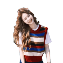 Striped knitted vest for women spring new style dopamine short top with wool layered waistcoat