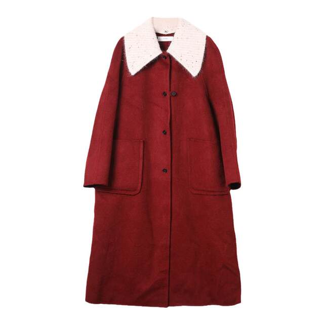 西町村屋气质针织领羊毛大衣女秋冬新款气质长款双面呢XH9D10037