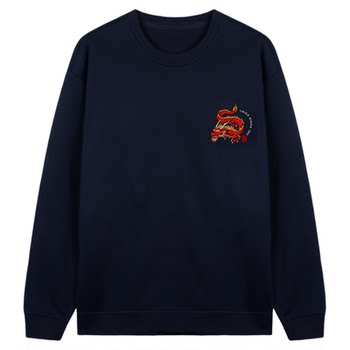 Talented Men's Red Sweatshirt Men's 2025 Autumn and Winter Fleece-Lined Thickened Chinese Style Round Neck Pullover Casual Top