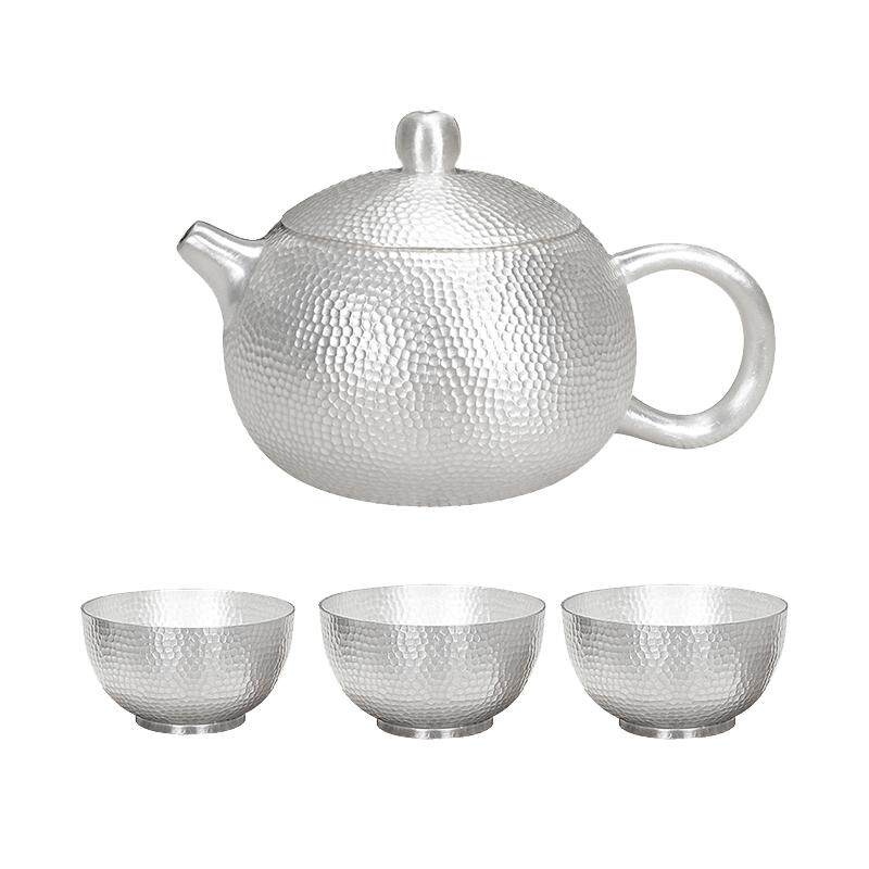 Silver Age handmade hammered kettle and tea set