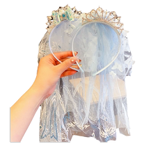 Childrens Ice and Snow Veil Crown Hairband Korean Style Cute Girl Elsa Princess Hair Accessory Little Girl Hair Accessories