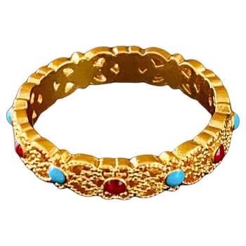 Guriya ancient sand gold hollow ring with high-end feel