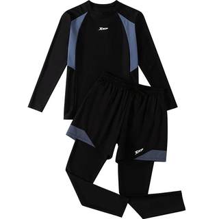 特步泳衣男款长袖长裤泡温泉套装成人水母服男士防晒游泳上衣泳装