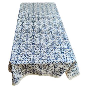 Blue and white porcelain cotton and linen pastoral tea table cloth Blue and white porcelain cotton and linen pastoral tea table cloth