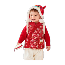 Balabala Childrens Clothing Childrens Vests Baby Vests Baby Spring Clothes 2024 New New Year Season New Chinese Style Cuteness