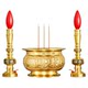 Pure brass electronic candle lamp for incense, household indoor incense burner, three-piece set, candle holder, pedestal