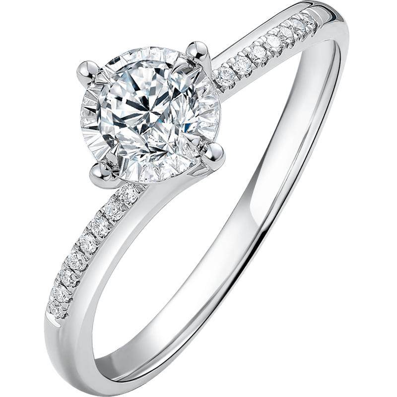 Saturday Fubai 18k gold diamond ring female natural diamond ring bright four-prong single set 30-cent wedding ring for girlfriend