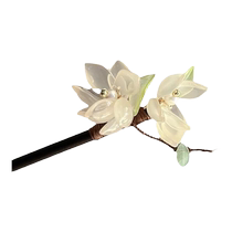 Hechulai magnolia flower wooden hairpin Hanfu ancient style accessories hairpin womens hair style hair ornaments on the back of the head