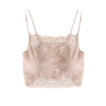 Mulberry silk lace camisole for women with breast pads no need to wear bra anti-exposure tube top with beautiful back underwear