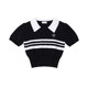 Shu Shu's notepad/knitted polo shirt white skirt