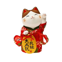 (Self-operated) Japanese Yakushi Kiln hand-painted kimono lucky cat ornaments ceramic Japanese creative car desktop gifts
