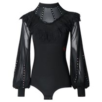 Danbaoluo high-collar Latin clothing female ballroom dance clothing new hot diamond lotus leaf high-end Latin dance practice clothing