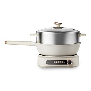 Bear split-type wok ໄຟຟ້າໃນຄົວເຮືອນ multi-functional frying and steaming pot pots high-power high-power cooking pot electric hot pot