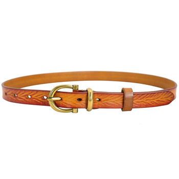 Niche retro women's top layer leather commuter pin buckle belt