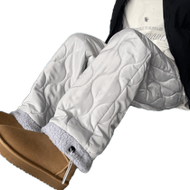Shake Grain Suede Cotton Pants Male Winter Plus Suede Thickened Rhomboid Casual Long Pants American High Street Uppie Dash for Ski Pants