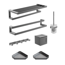 (新品)九牧浴室浴巾架枪灰太空铝毛巾架卫生间轻奢风收纳置物架