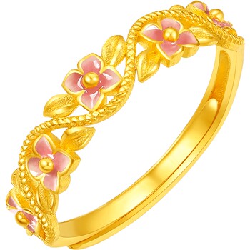 Saturday blessing gold-denominated 5g pure gold ring, gentle and romantic whispering women's ring, pastoral series holiday gift