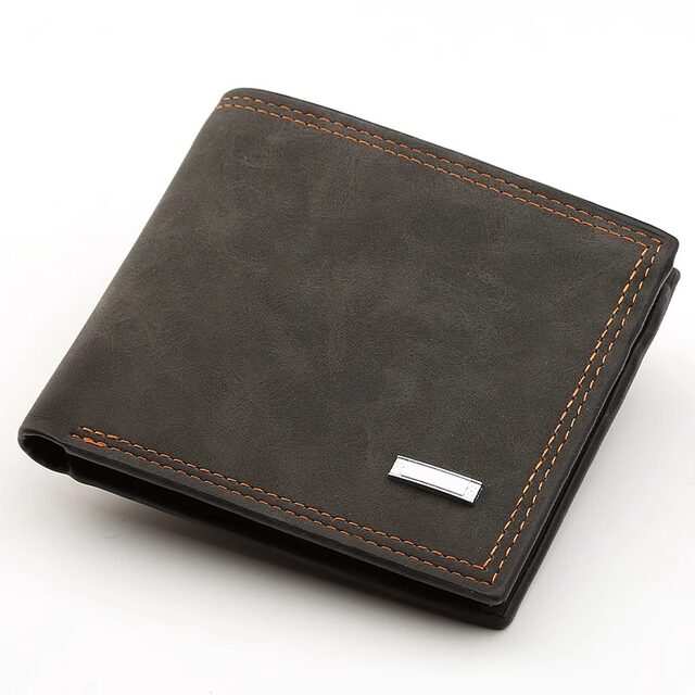New men's short wallet driver's license zipper card holder youth fashion casual large capacity cowhide texture